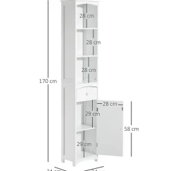 Homcom Meuble colonne de salle de bain moderne 34L x 24l x 170H cm blanc