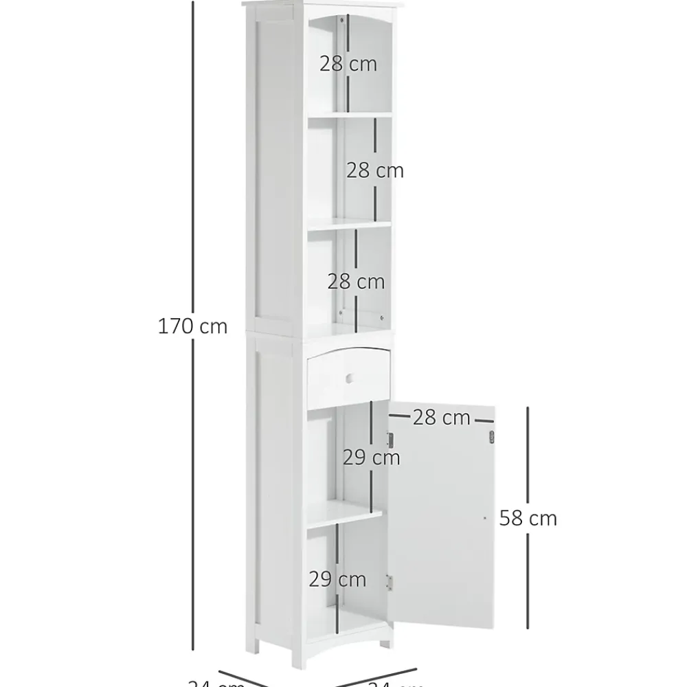 Homcom Meuble colonne de salle de bain moderne 34L x 24l x 170H cm blanc