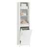 Sobuy Meuble Colonne de Salle de Bain, 3 étagères, 1 Panier à Linge Amovible, BZR102-W,