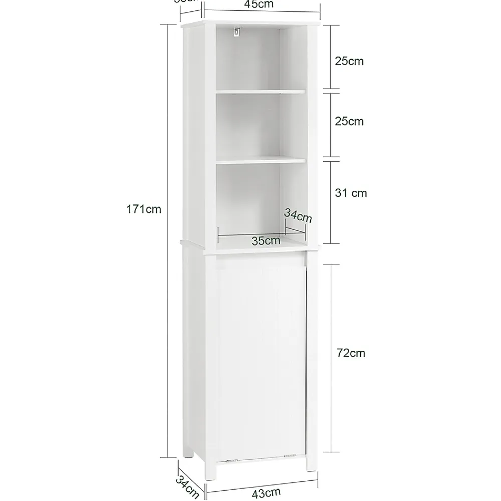 Sobuy Meuble Colonne de Salle de Bain, 3 étagères, 1 Panier à Linge Amovible, BZR102-W,