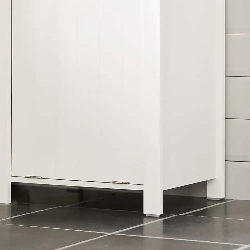 Sobuy Meuble Colonne de Salle de Bain, 3 étagères, 1 Panier à Linge Amovible, BZR102-W,