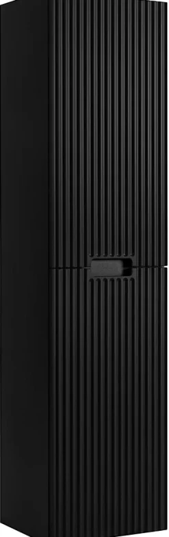Furnidea Meuble colonne de salle de bain suspendu VENA noir 36 x 136 cm