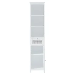 Colonne De Salle De Bains|Meuble De Salle De Bains Faible Profondeur|[En.Casa] Meuble colonne de salle de bain Karlsoey MDF PVC effet rotin 161 x 35 x 32 cm blanc en.casa