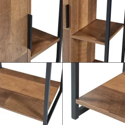 [En.Casa] Meuble colonne de salle de bain Namsskogan 165 x 43 x 30 cm effet noyer noir en.casa