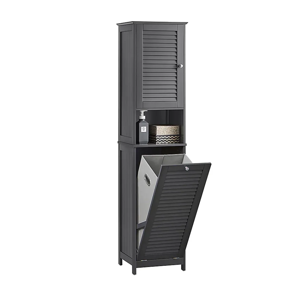 Colonne De Salle De Bains|Sobuy Meuble Colonne de Salle de Bain, 1 Porte, 1 Tiroir et 1 Panier à Linge, BZR124-DG,