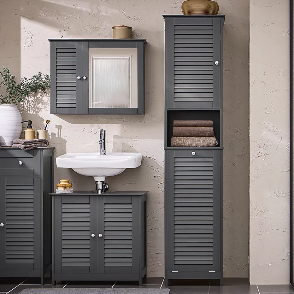 Colonne De Salle De Bains|Sobuy Meuble Colonne de Salle de Bain, 1 Porte, 1 Tiroir et 1 Panier à Linge, BZR124-DG,