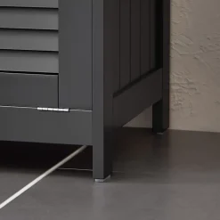 Colonne De Salle De Bains|Sobuy Meuble Colonne de Salle de Bain, 1 Porte, 1 Tiroir et 1 Panier à Linge, BZR124-DG,