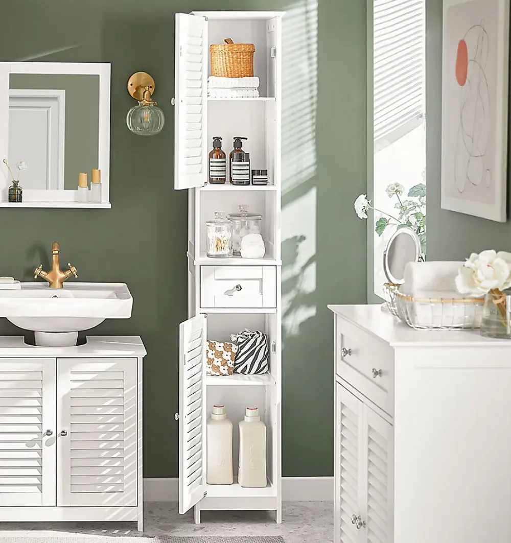 Sobuy Meuble Colonne de Salle de Bain Armoire haute, FRG236-W,