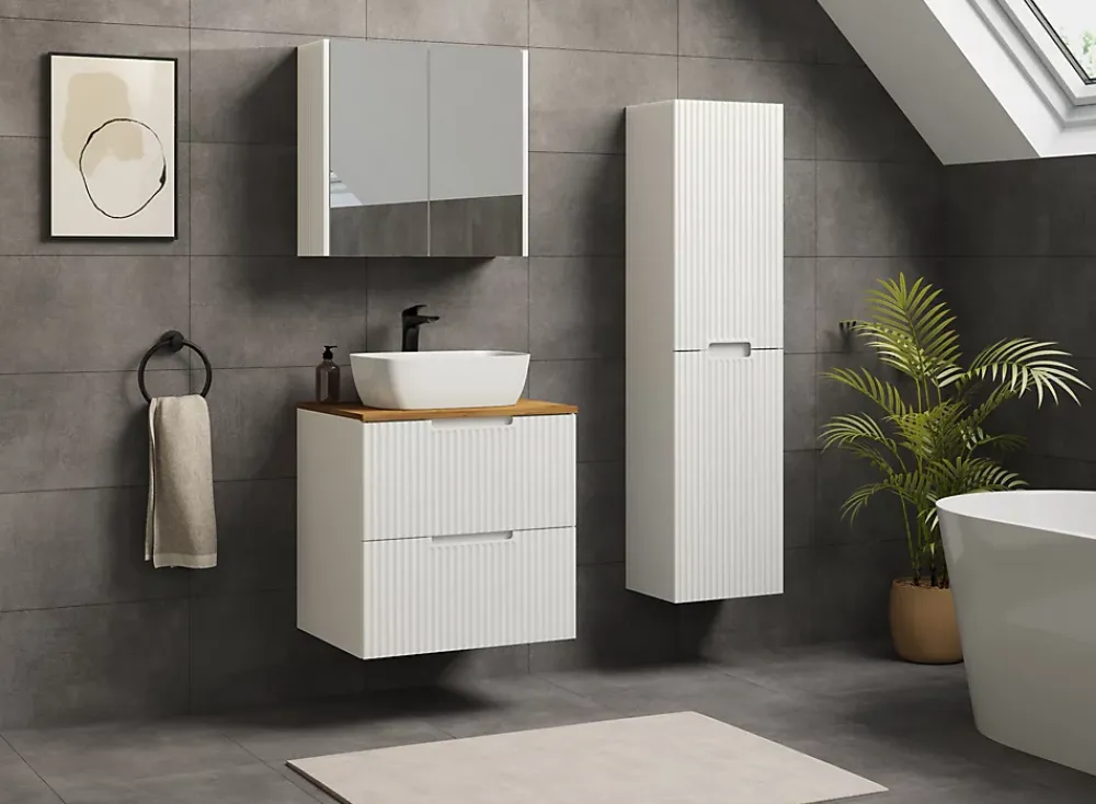 Colonne De Salle De Bains|Furnidea Meuble colonne de salle de bain suspendu VENA blanc 36 x 136 cm