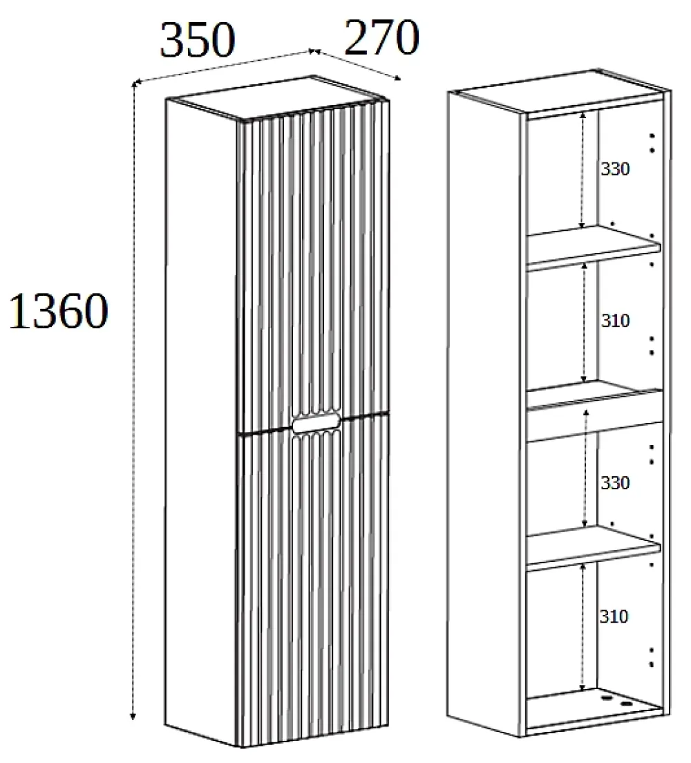 Colonne De Salle De Bains|Furnidea Meuble colonne de salle de bain suspendu VENA blanc 36 x 136 cm
