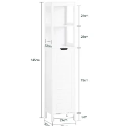 Sobuy Meuble Colonne de Salle de Bain avec étagères et Panier à Linge, BZR123-W,