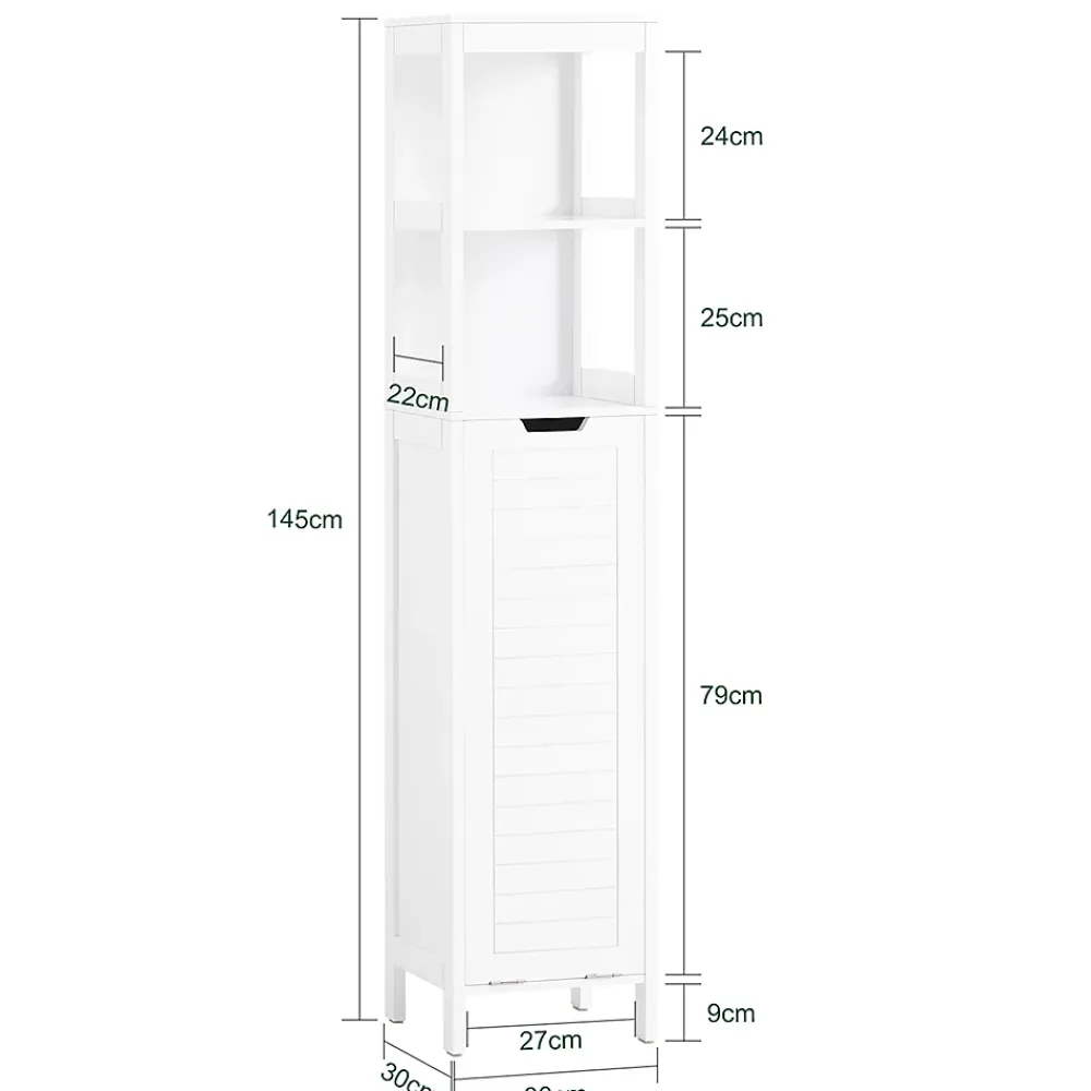 Sobuy Meuble Colonne de Salle de Bain avec étagères et Panier à Linge, BZR123-W,