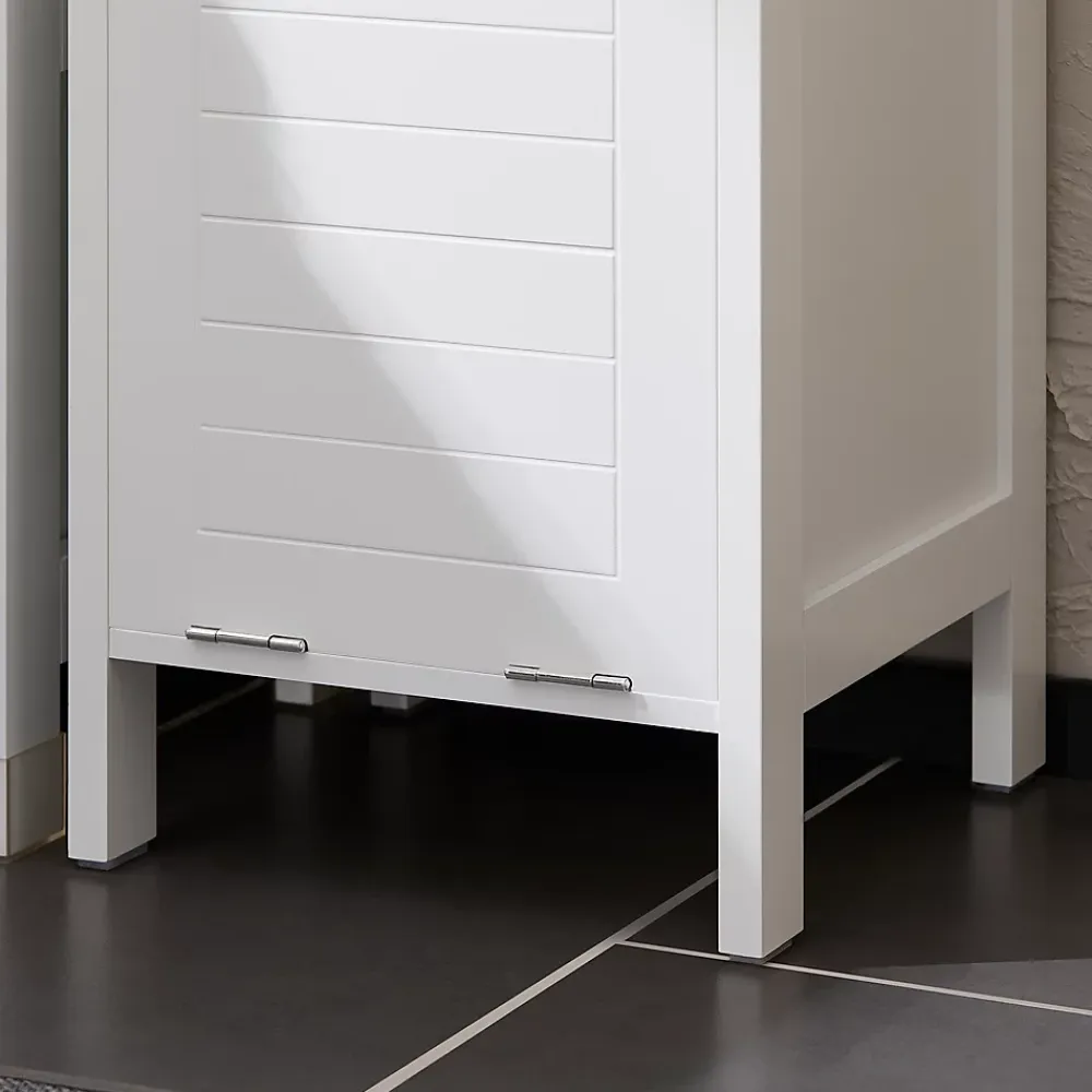 Sobuy Meuble Colonne de Salle de Bain avec étagères et Panier à Linge, BZR123-W,