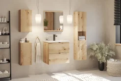 Furnidea Meuble colonne de salle de bain à suspendre NOVA OAK 30 X 140 cm