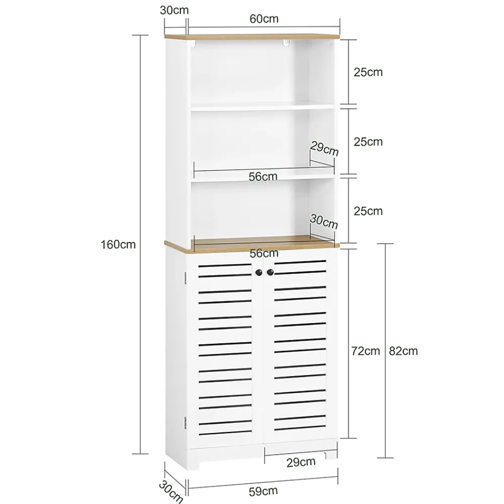 Sobuy Meuble Colonne de Salle de Bain avec 3 Etagères et 2 Portes, BZR44-W,