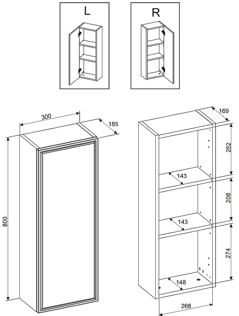 Colonne De Salle De Bains|Furnidea Meuble colonne de salle de bain suspendu TALIA CASELLA noir et chêne 30 x 80 cm