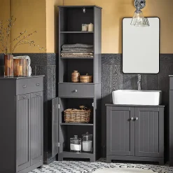 Colonne De Salle De Bains|Sobuy Meuble Colonne de Salle de Bain Armoire Rangement, BZR17-DG,