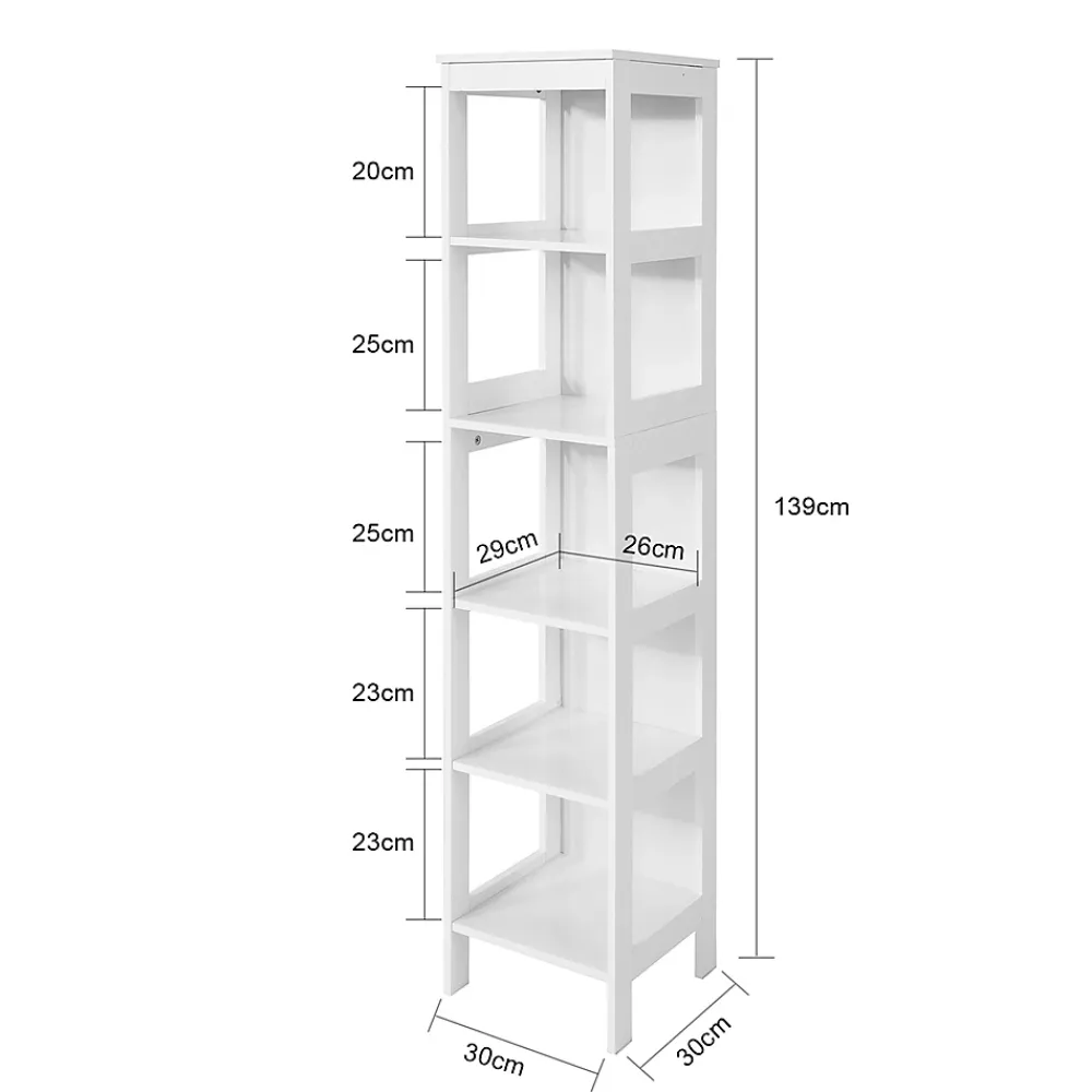 Sobuy Meuble Colonne de Salle de Bain Armoire Haute étagère avec 6 étagères, BZR14-W,