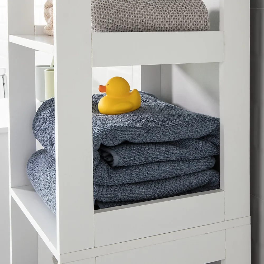 Sobuy Meuble Colonne de Salle de Bain Armoire Haute étagère avec 6 étagères, BZR14-W,