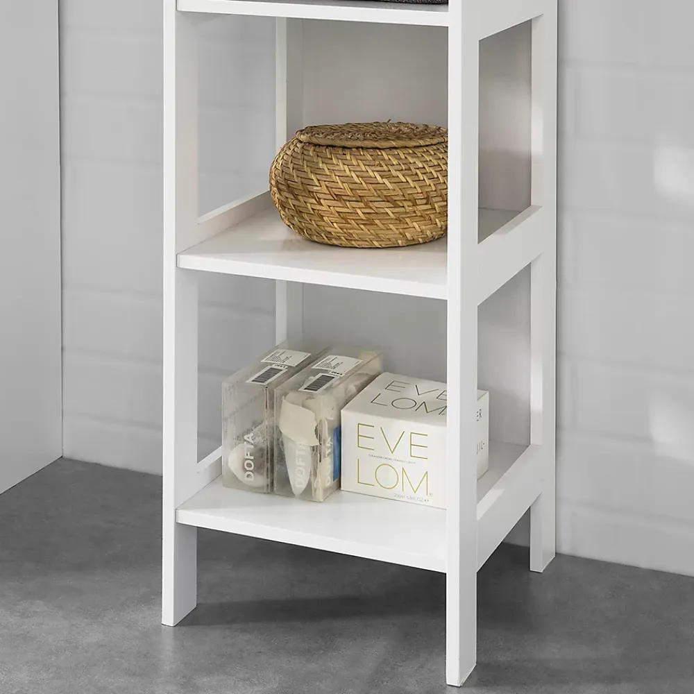 Sobuy Meuble Colonne de Salle de Bain Armoire Haute étagère avec 6 étagères, BZR14-W,