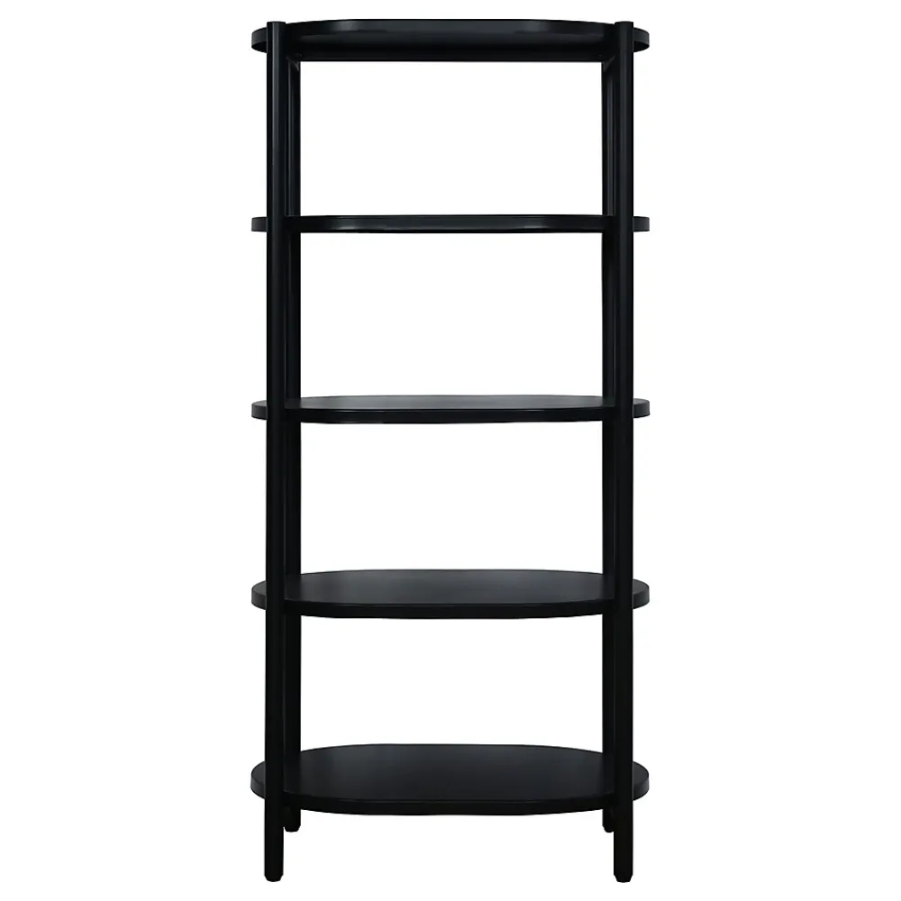 Homesight Meuble colonne de salle de bains 5 niveaux en métal noir mat l.55 x H.116 x P.37,5 cm, Pao