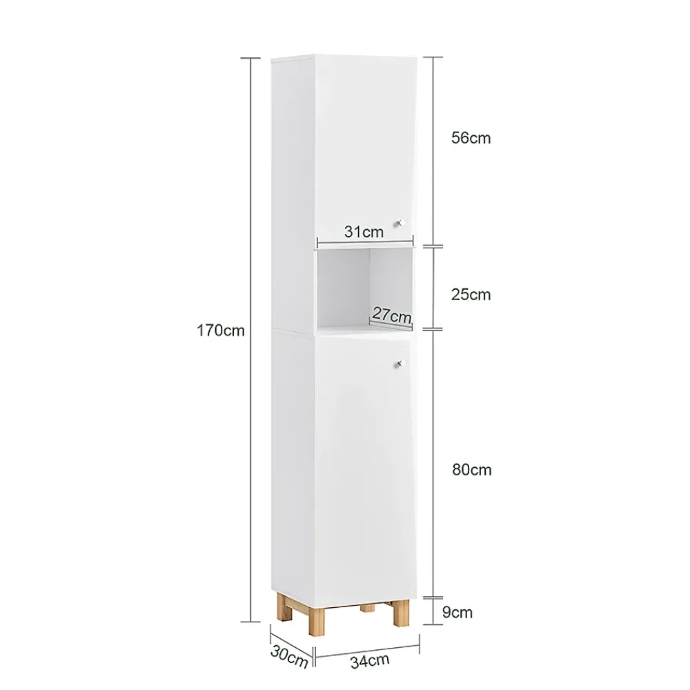 Sobuy Meuble Colonne de Salle de Bain avec 6 Compartiments de Rangement, BZR91-W,