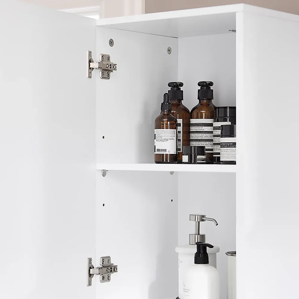 Sobuy Meuble Colonne de Salle de Bain avec 6 Compartiments de Rangement, BZR91-W,