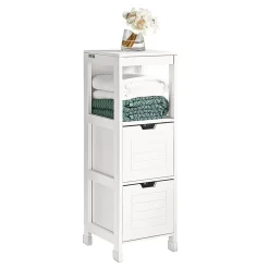 Meuble De Salle De Bains Faible Profondeur|Sobuy Meuble Colonne Meuble Bas de Salle de Bain 1 étage et 2 tiroirs FRG127-W,