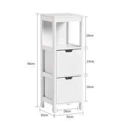 Meuble De Salle De Bains Faible Profondeur|Sobuy Meuble Colonne Meuble Bas de Salle de Bain 1 étage et 2 tiroirs FRG127-W,