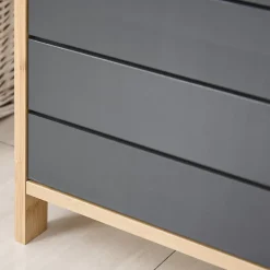 Colonne De Salle De Bains|Homcom Meuble colonne rangement salle de bain style cosy dim. 32L x 30l x 80H cm porte étagères niche bambou gris