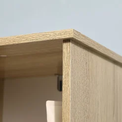 kleankin Meuble colonne rangement salle de bain style cosy 3 niches tiroir placard avec étagère blanc aspect chêne clair