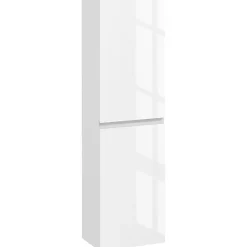 kleankin Meuble colonne rangement salle de bain style contemporain façade laquée 2 portes étagères blanc