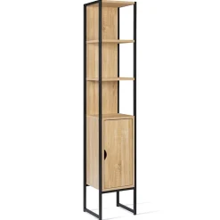 Armoire De Salle De Bains|IDMarket Meuble colonne salle de bain DETROIT 1 porte design industriel