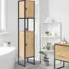 IDMarket Meuble colonne salle de bain DETROIT 2 portes design industriel