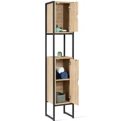IDMarket Meuble colonne salle de bain DETROIT 2 portes design industriel