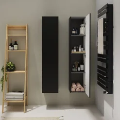 Planète Bain Meuble colonne salle de bain 140 cm suspendu - Noir mat - Karaib 2