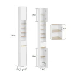 Sobuy Meuble Colonne Salle de Bain, 1 Tiroir, 2 Portes, Étagères Réglables BZR34-WN