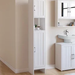 IDMarket Meuble colonne salle de bain WALDO 2 portes blanc