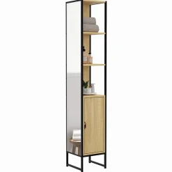 Meuble De Salle De Bains Faible Profondeur|Armoire De Salle De Bains|IDMarket Meuble colonne salle de bain DETROIT 1 porte avec miroir et étagères design industriel
