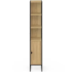 Meuble De Salle De Bains Faible Profondeur|Armoire De Salle De Bains|IDMarket Meuble colonne salle de bain DETROIT 1 porte avec miroir et étagères design industriel