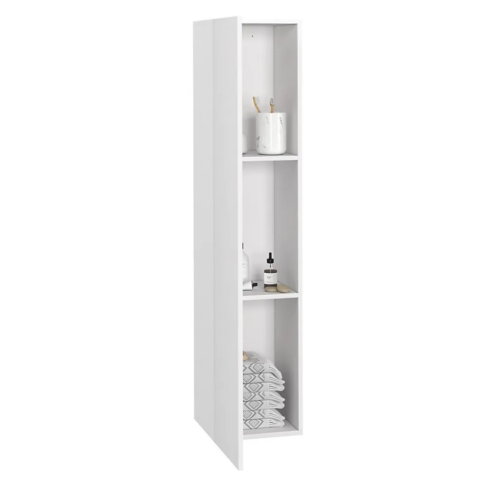 IDMarket Meuble colonne salle de bain suspendu blanc LILA