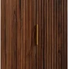 Furnidea Meuble colonne suspendu de salle de bain GLAMOUR coloris noyer foncé 35 x 139 cm