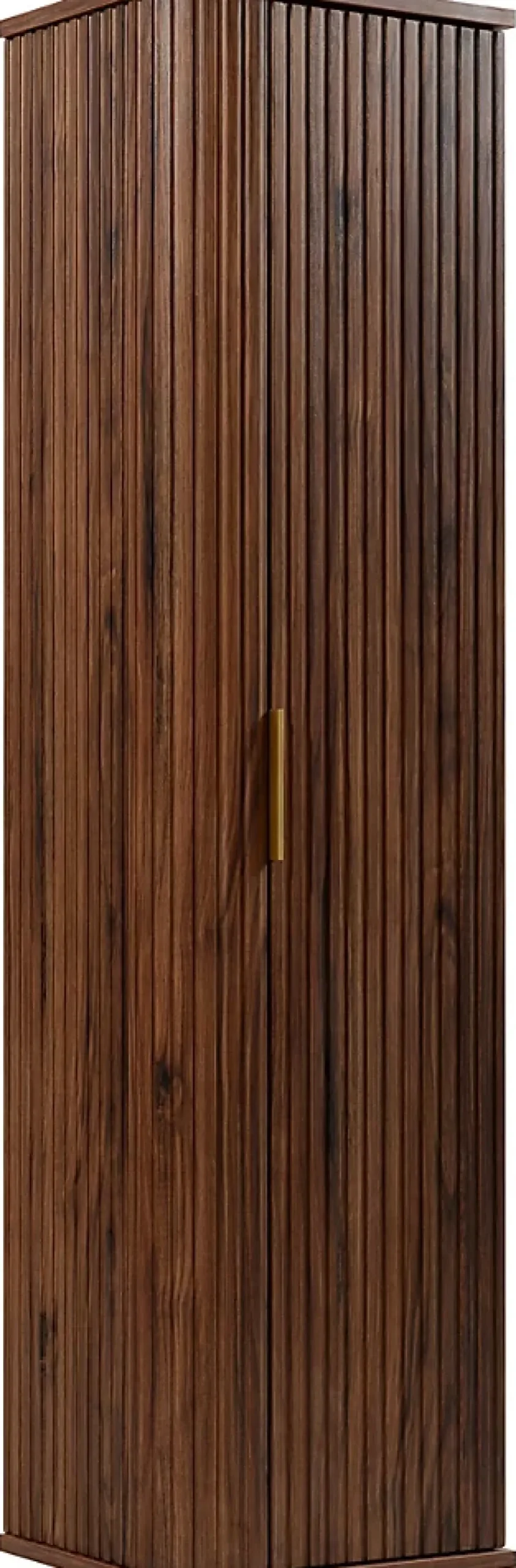 Furnidea Meuble colonne suspendu de salle de bain GLAMOUR coloris noyer foncé 35 x 139 cm
