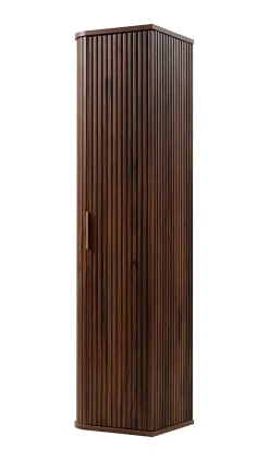 Furnidea Meuble colonne suspendu de salle de bain GLAMOUR coloris noyer foncé 35 x 139 cm