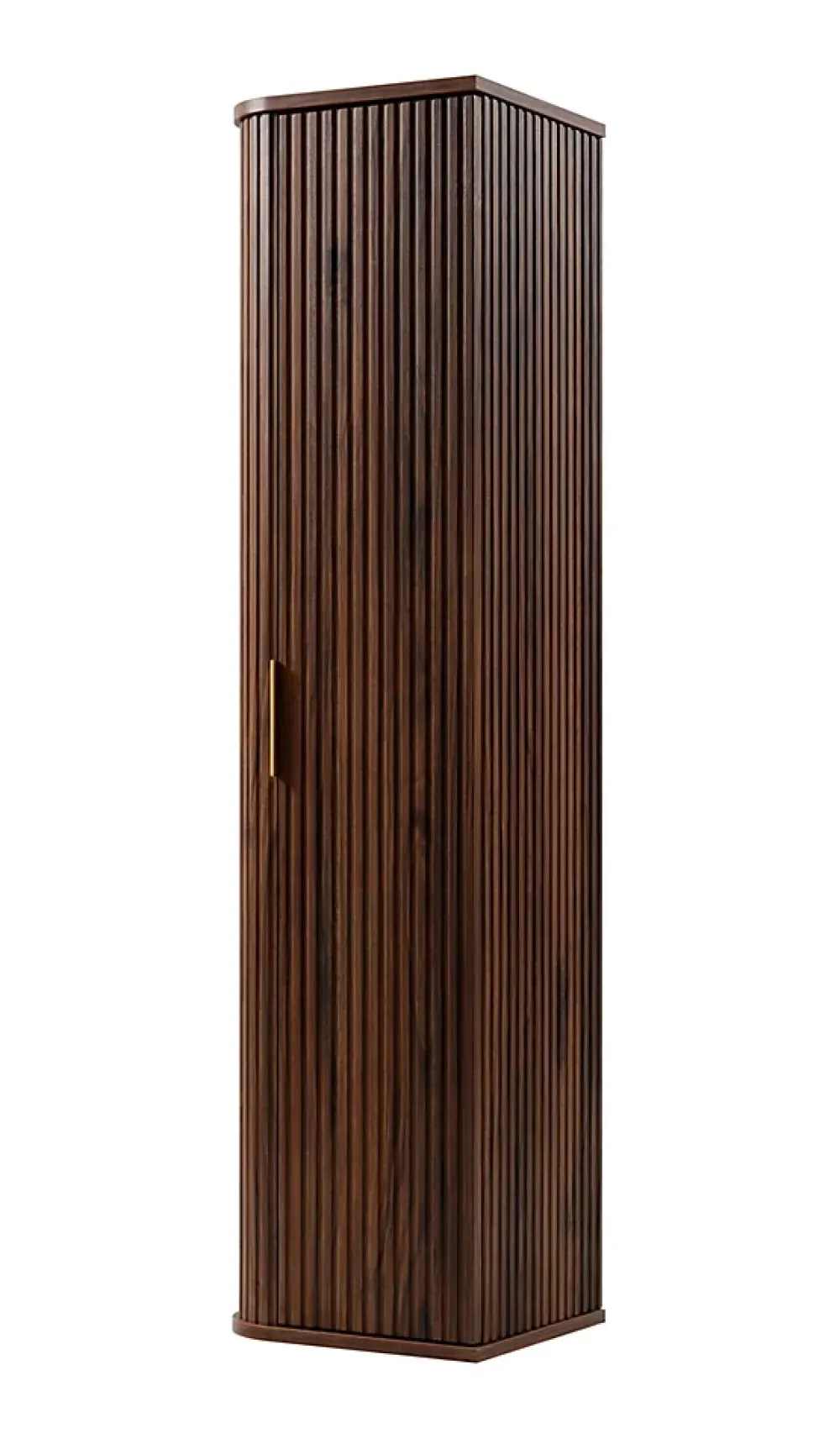 Furnidea Meuble colonne suspendu de salle de bain GLAMOUR coloris noyer foncé 35 x 139 cm