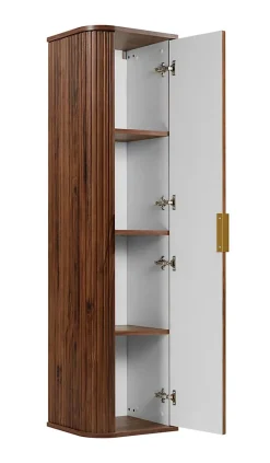 Furnidea Meuble colonne suspendu de salle de bain GLAMOUR coloris noyer foncé 35 x 139 cm