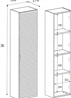 Colonne De Salle De Bains|Furnidea Meuble colonne suspendu de salle de bain FLOW chêne 35 x 136 cm