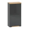 Meublorama Meuble de rangement de salle de bain ERMANO Finition bois et gris brillant, 35 cm