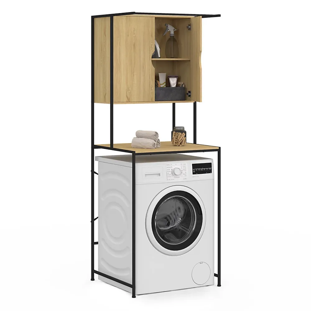 Armoire De Salle De Bains|IDMarket Meuble de rangement dessus machine à laver avec placard DETROIT design industriel