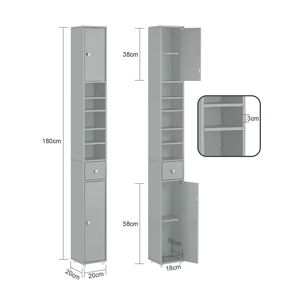 Sobuy Meuble de Rangement Meuble Colonne Armoire de Toilette, BZR34-HG,
